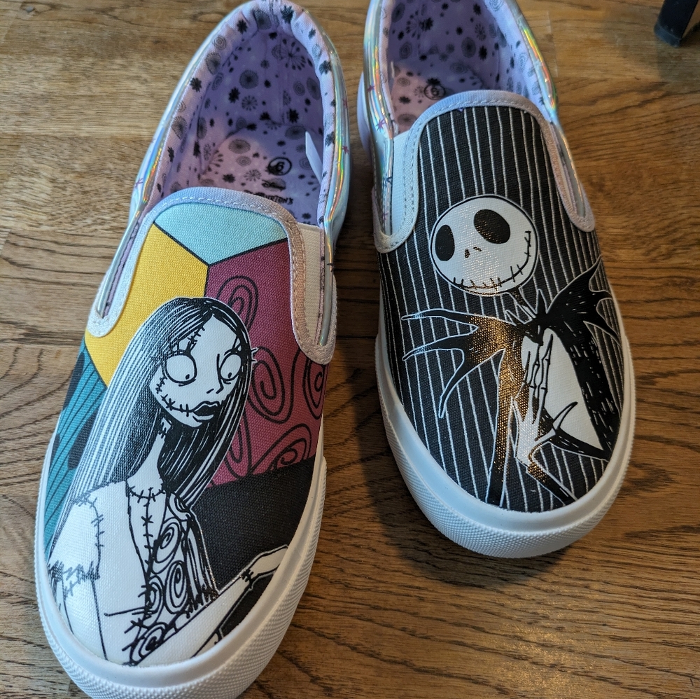 Nightmare before Christmas. Jack and Sally slip-ons size 6 women's NWT